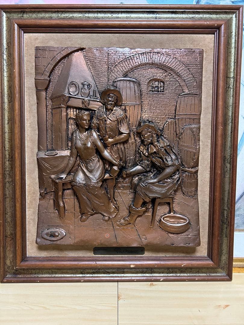 アンティークオブジェDEMAIN ITALY銅板レリーフ