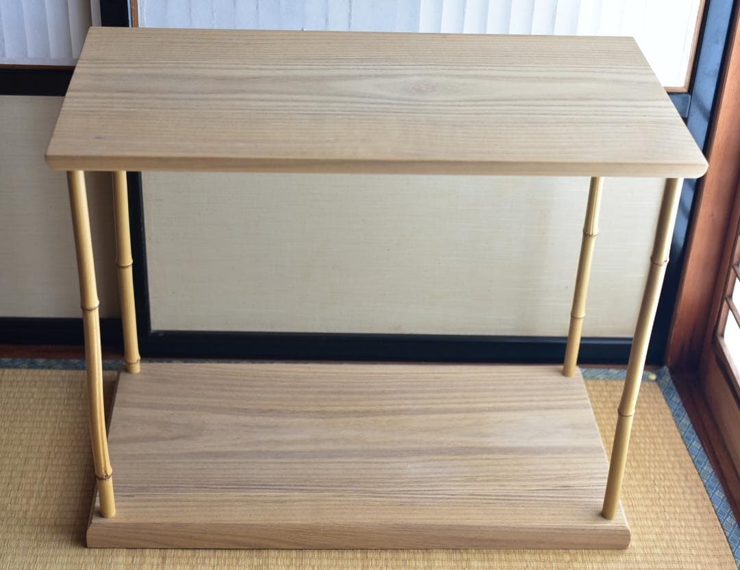 竹台子　桐地　組立式【極上品】飾り棚　お茶道具／共箱