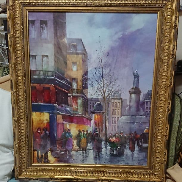 お買い得‼️絵画 R.Sara 「パリの街角」肉筆油彩 古い