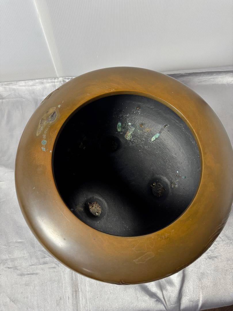 金谷浄雲作　唐銅鳳凰風炉　美品