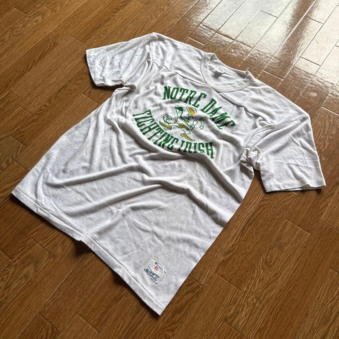 80s トリコタグ チャンピオン フットボールT 染み込み XLサイズ