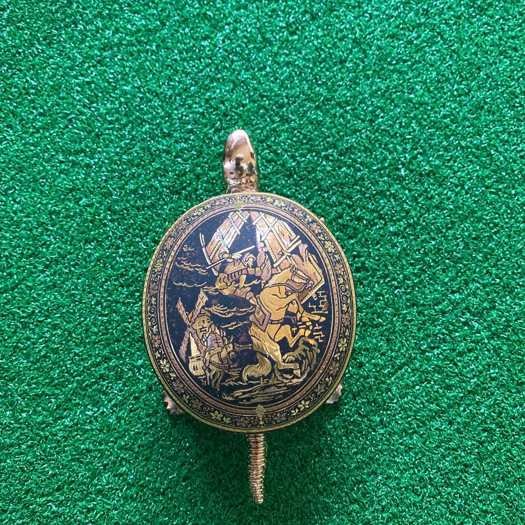 希少品　ダマスキナード　スペイン　金象嵌　亀　呼び鈴