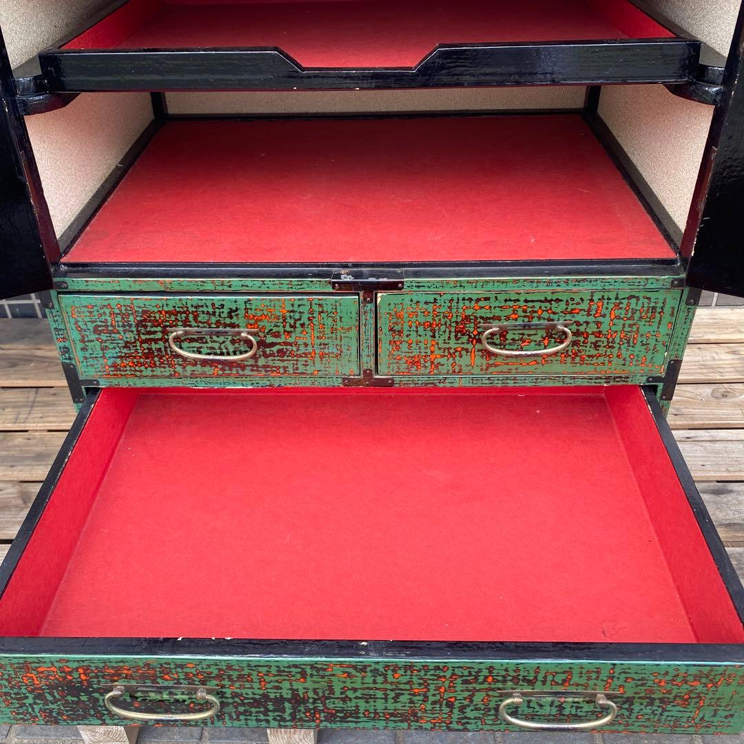 昭和レトロ 箪笥 漆塗り 小引き出し 時代物 チェスト 骨董品 古道具 和家具