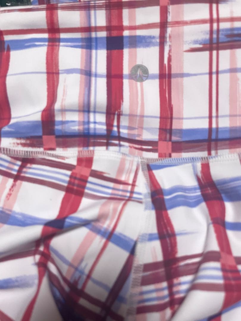 SUKALA チェックレギンス レッド L 背面メッシュ LAVA