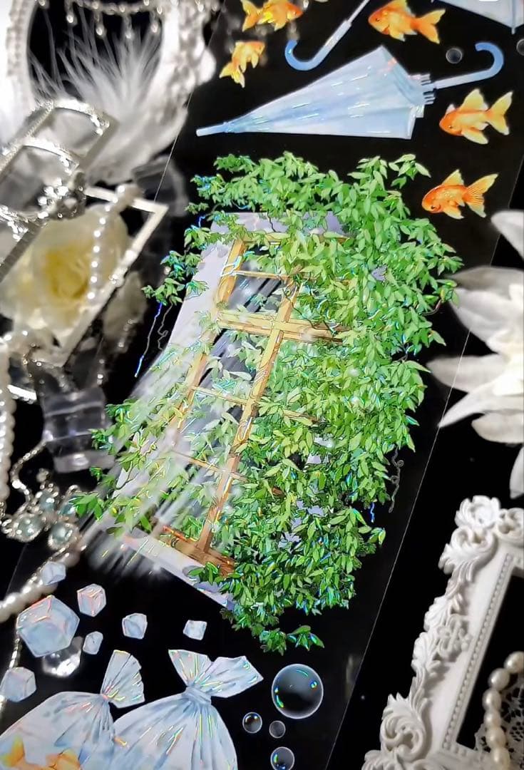 海外マスキングテープ巻売り 夏日汽水 金魚 装飾マスキングテープ