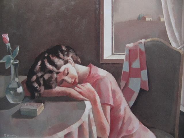 前田利昌、【夢みる女】、希少な額装用画集より、新品額装付、状態良好