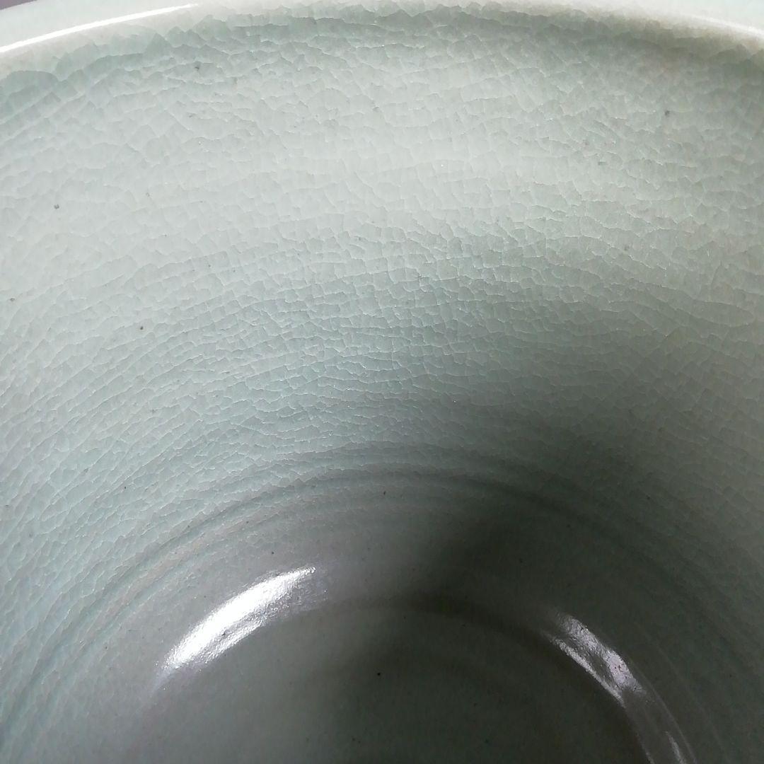 Ｔ７６５　水指　『青磁　雲鶴』『中村与平 造』　共箱　茶道具