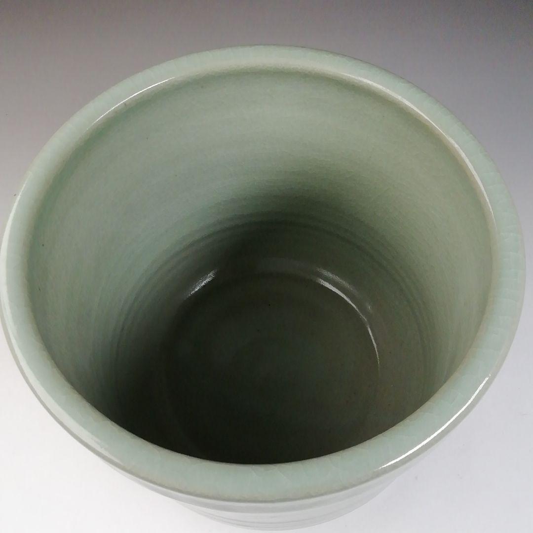 Ｔ７６５　水指　『青磁　雲鶴』『中村与平 造』　共箱　茶道具