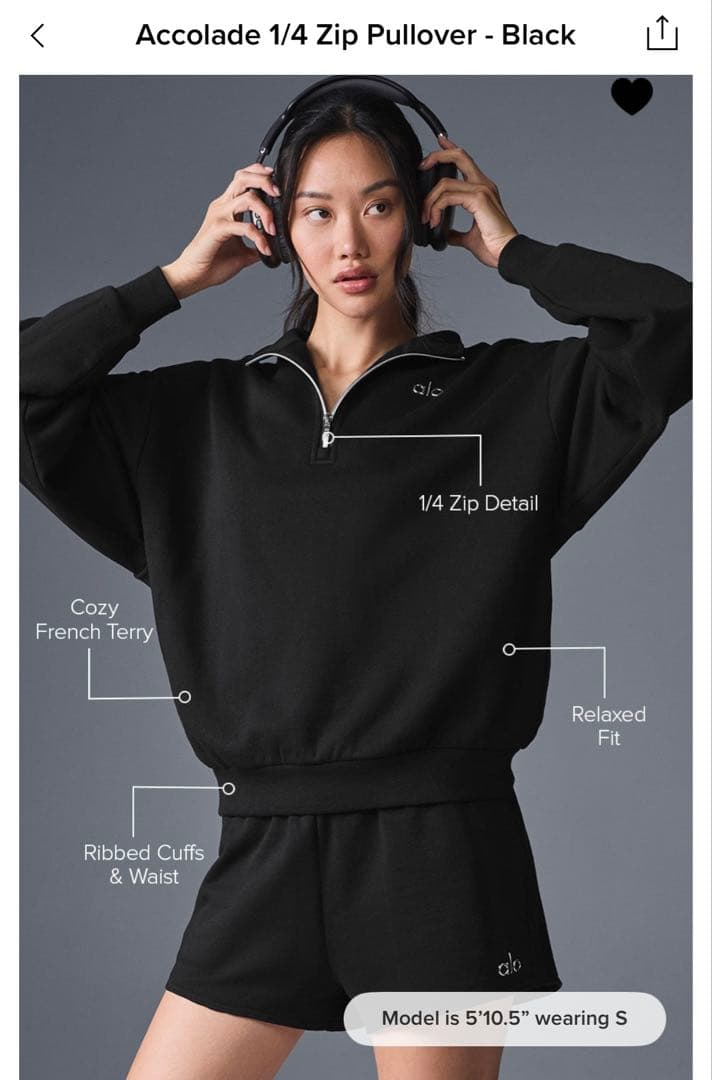 ALO 新品　XXS Accolade 1/4 Zip Pullover