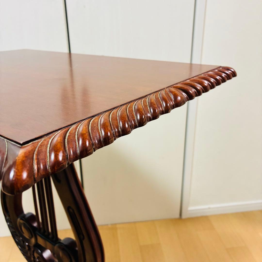 【希少】英国　イギリス　マホガニー　ハープ型　サイドテーブル　ヴィンテージ　猫脚