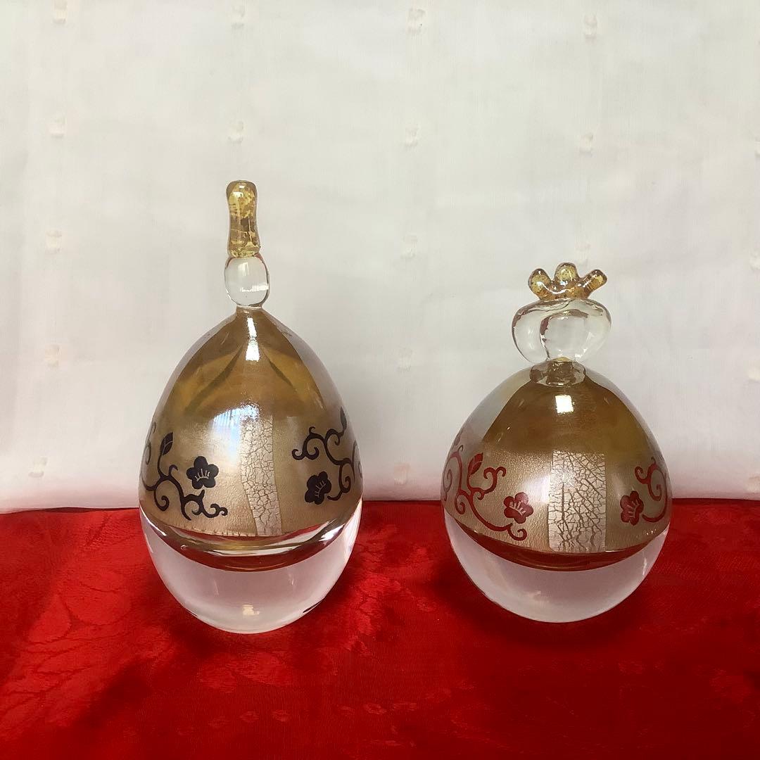 ガラス製ひな人形 金色装飾　小幡祐嗣作
