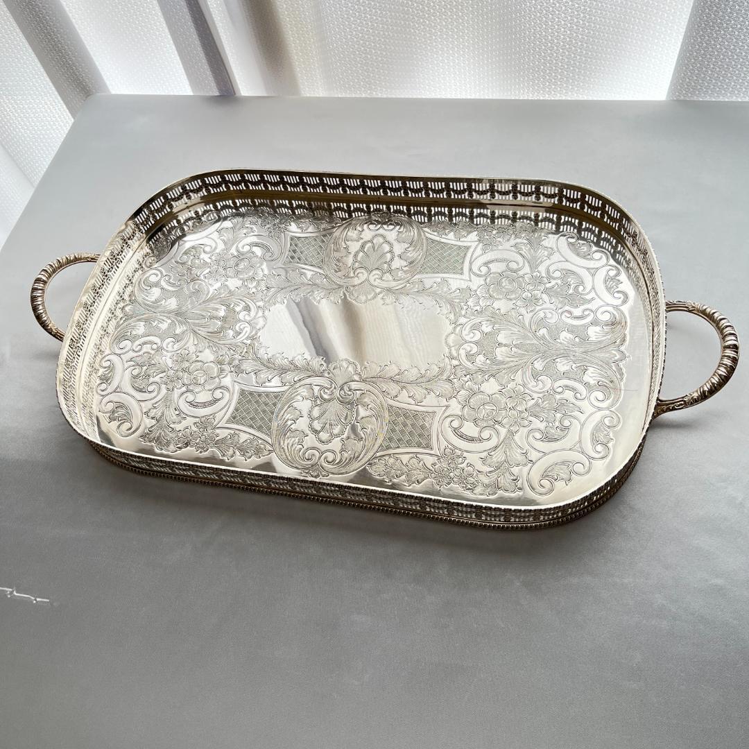 【Viners】 ギャラリートレー 56cm 【シルバープレート】 ハンドル