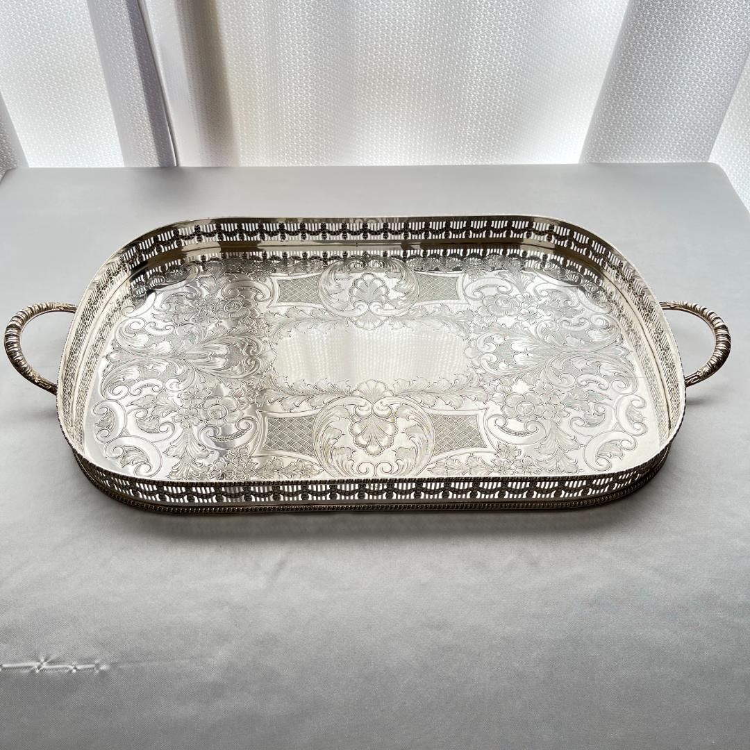 【Viners】 ギャラリートレー 56cm 【シルバープレート】 ハンドル