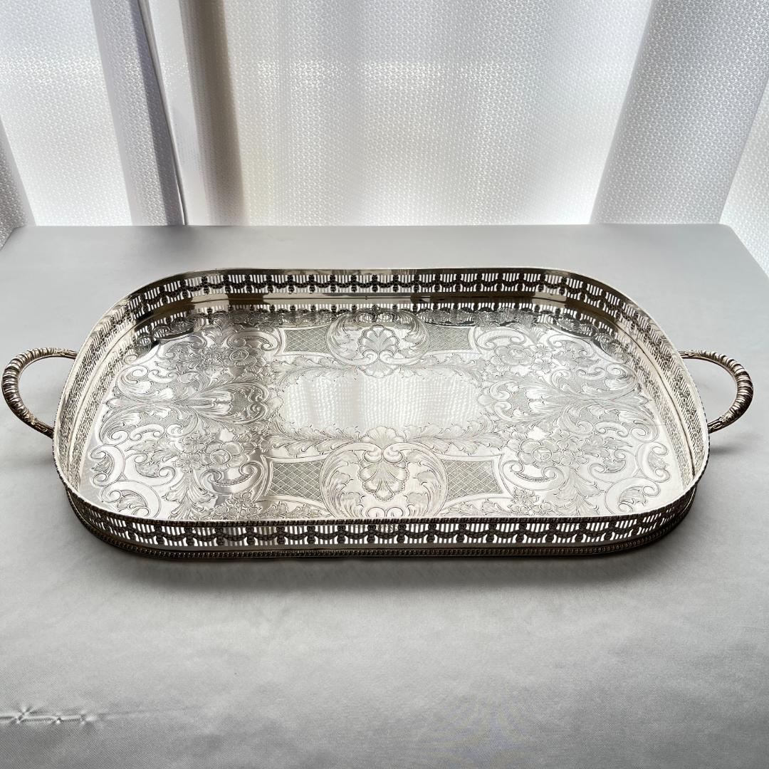 【Viners】 ギャラリートレー 56cm 【シルバープレート】 ハンドル