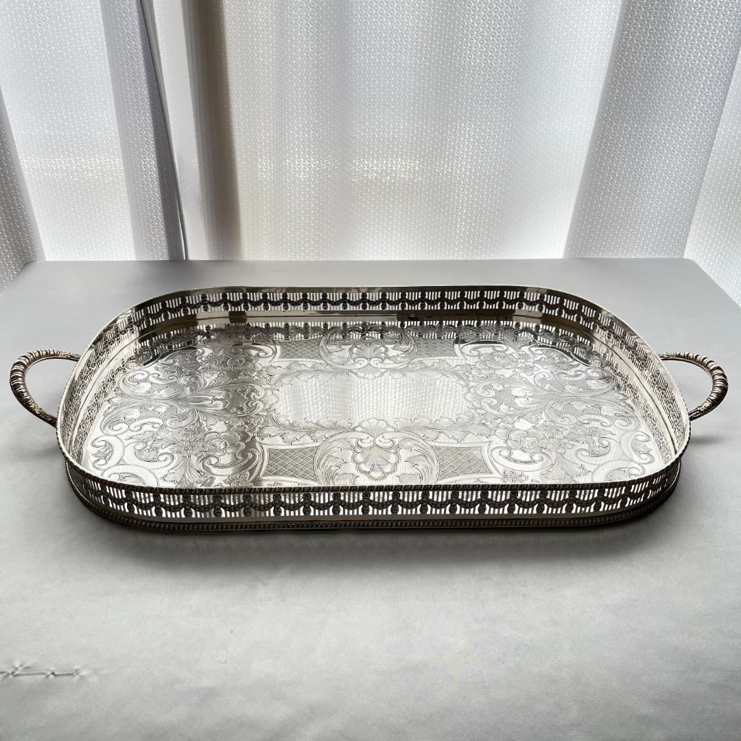 【Viners】 ギャラリートレー 56cm 【シルバープレート】 ハンドル