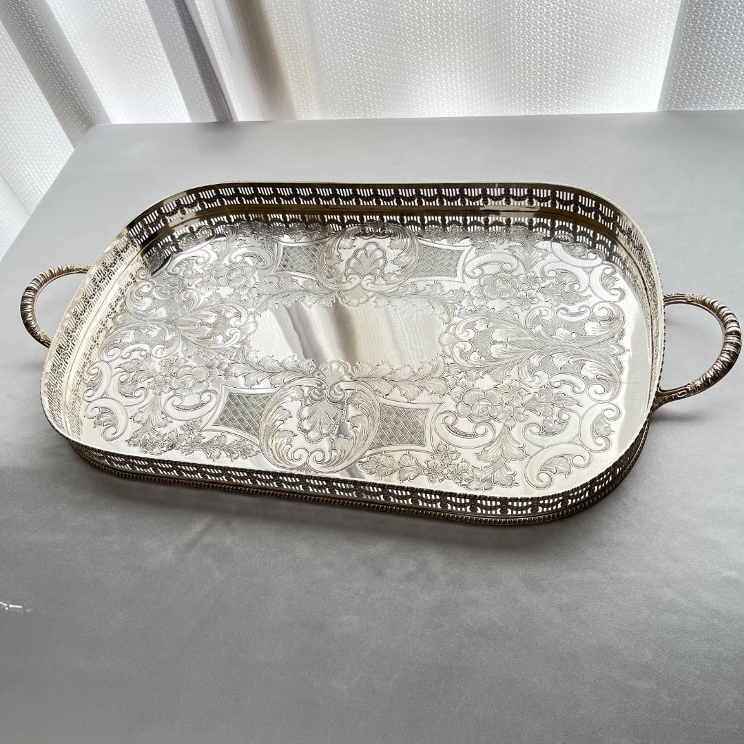 【Viners】 ギャラリートレー 56cm 【シルバープレート】 ハンドル