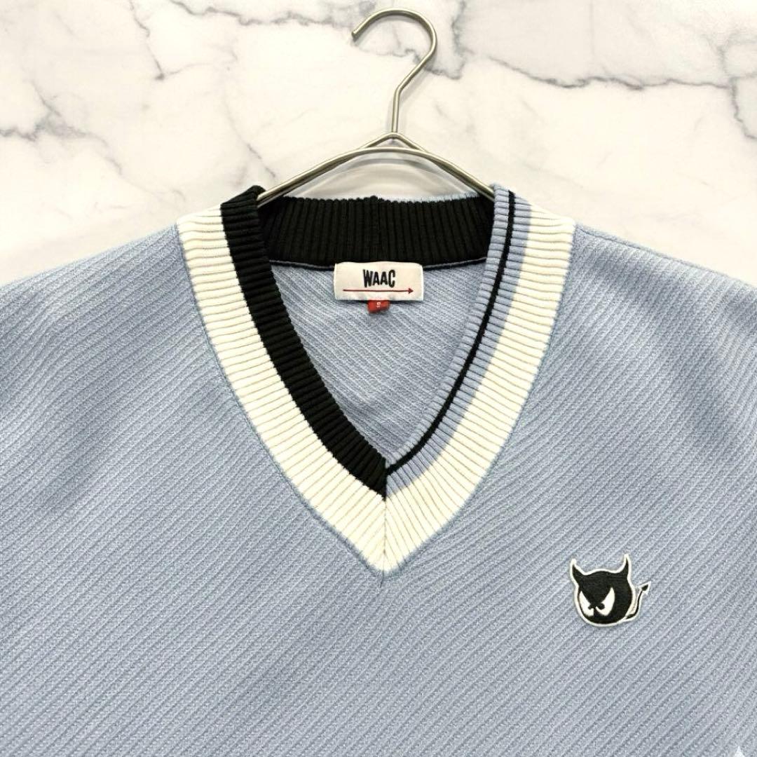 WAAC ワック　ニットベスト　メンズ　2 L程度　スカイブルー系　韓国