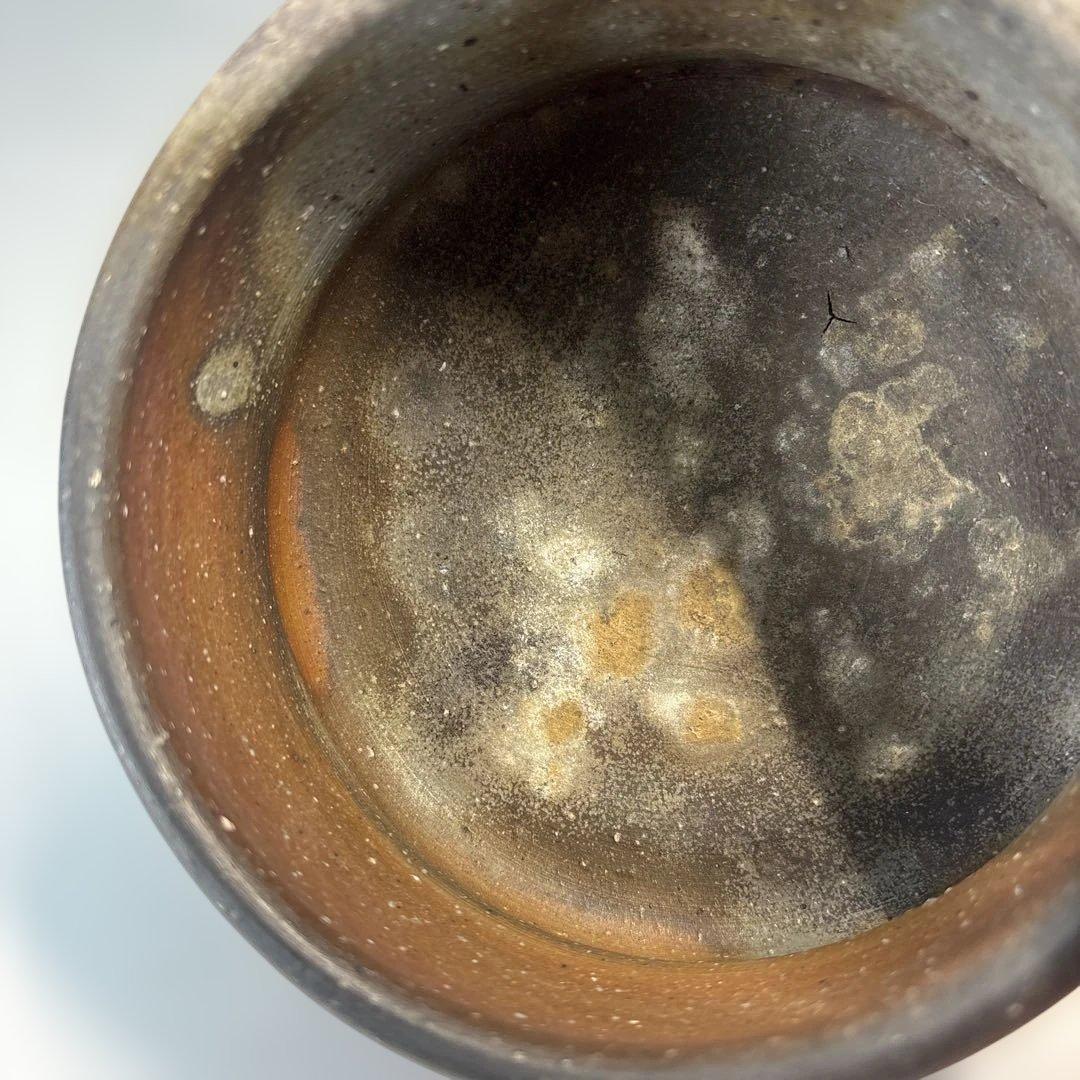 【中古品】茶道具　金重道明造　備前焼建水　尋牛斎書付