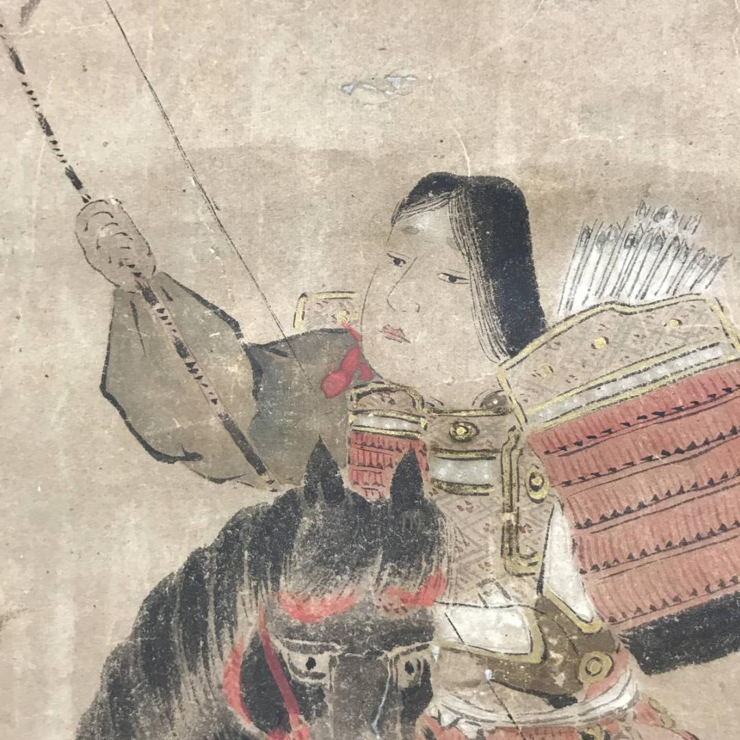 【模写】土佐光起/若武者図/江戸前期/神功皇后図/掛軸/名家伝来/AC-405