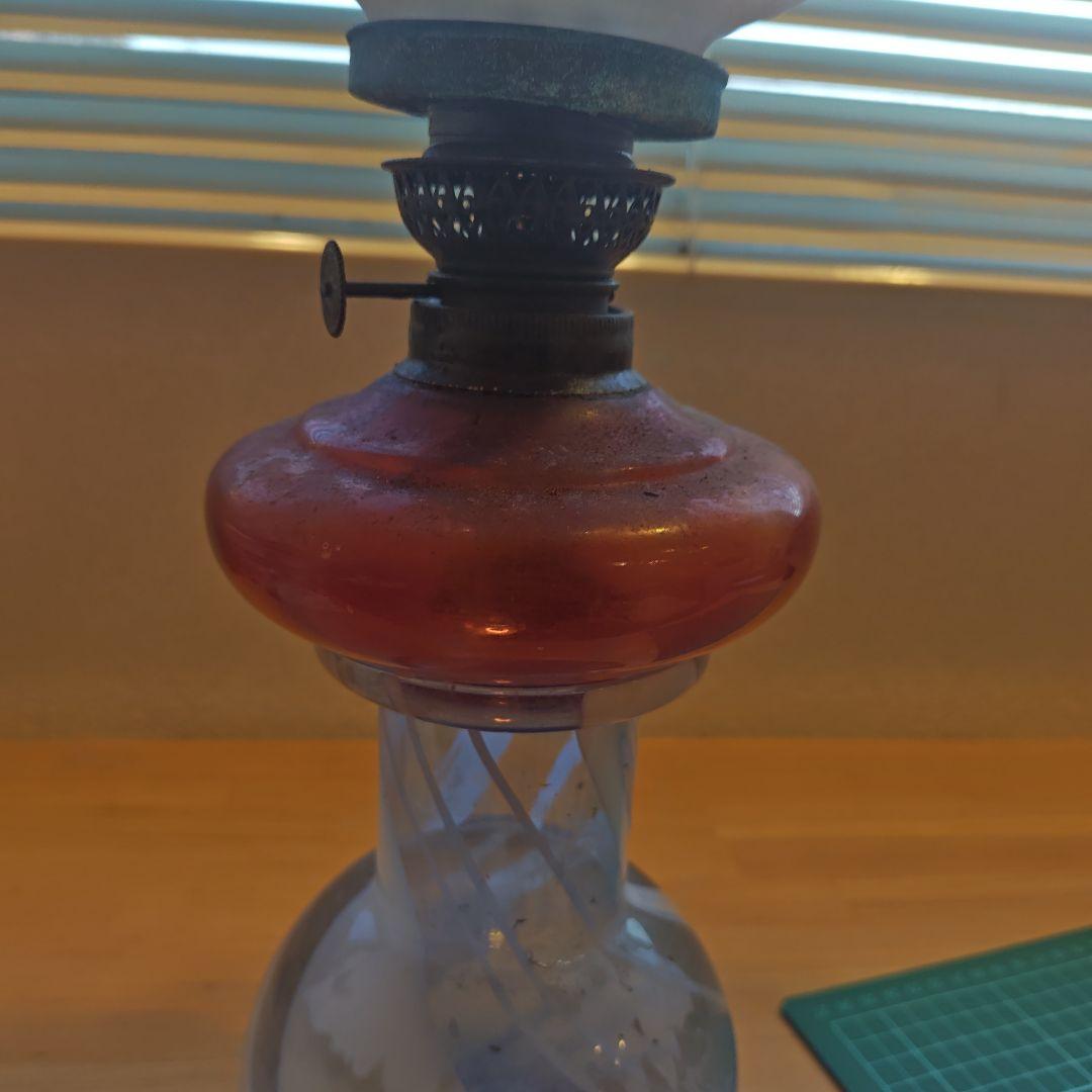 大正ロマン　アンティーク　オイルランプ　 フラワーモチーフ 約55センチ