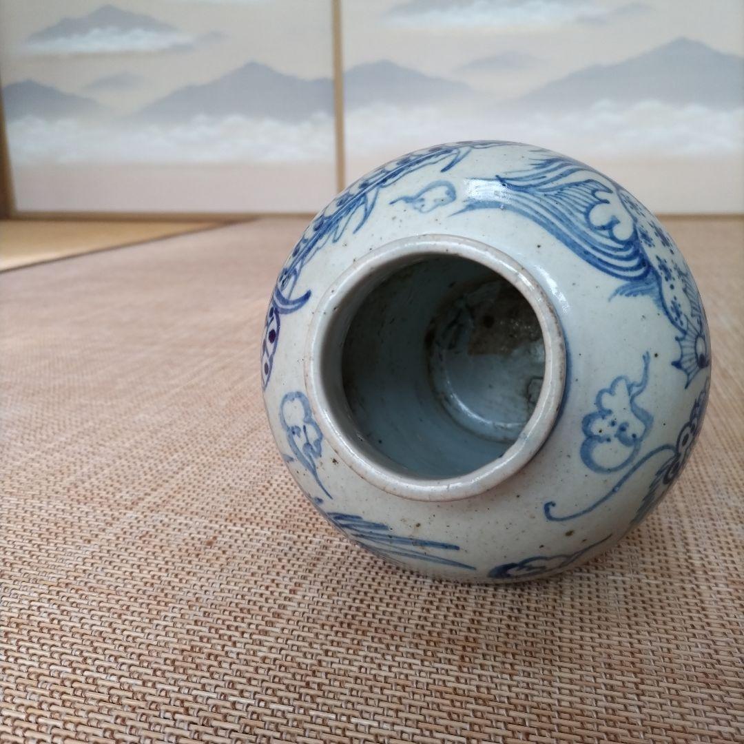 李朝　染付龍文壺