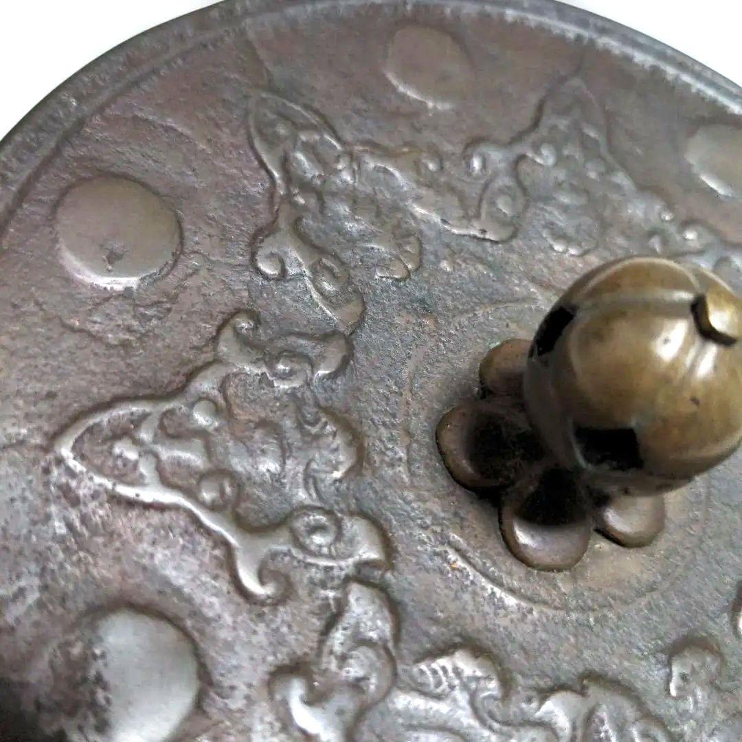 鉄瓶の蓋　フタ　銅　唐草紋様