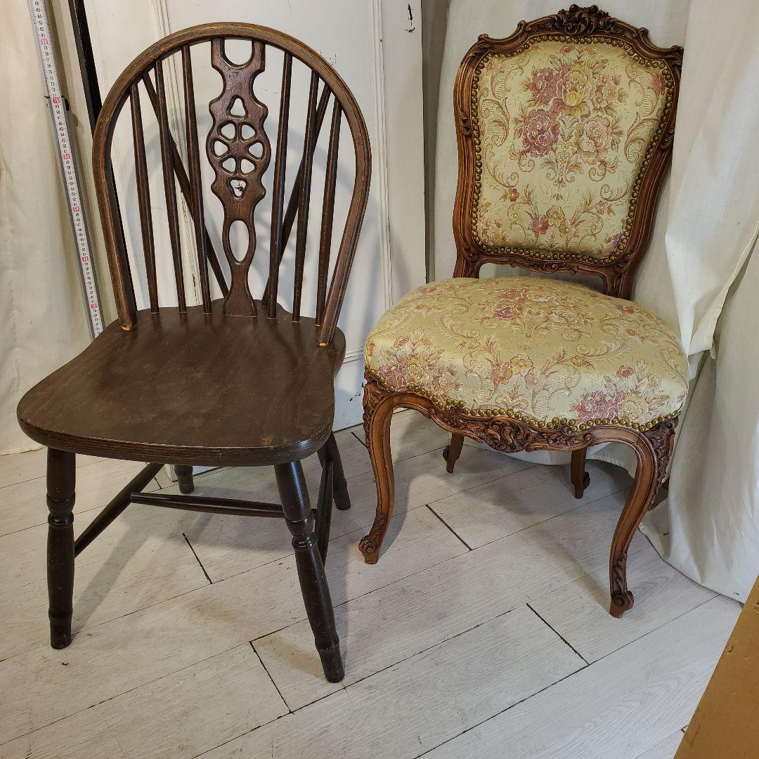 ウィンザーチェアとビクトリアン椅子のセット　アンティーク