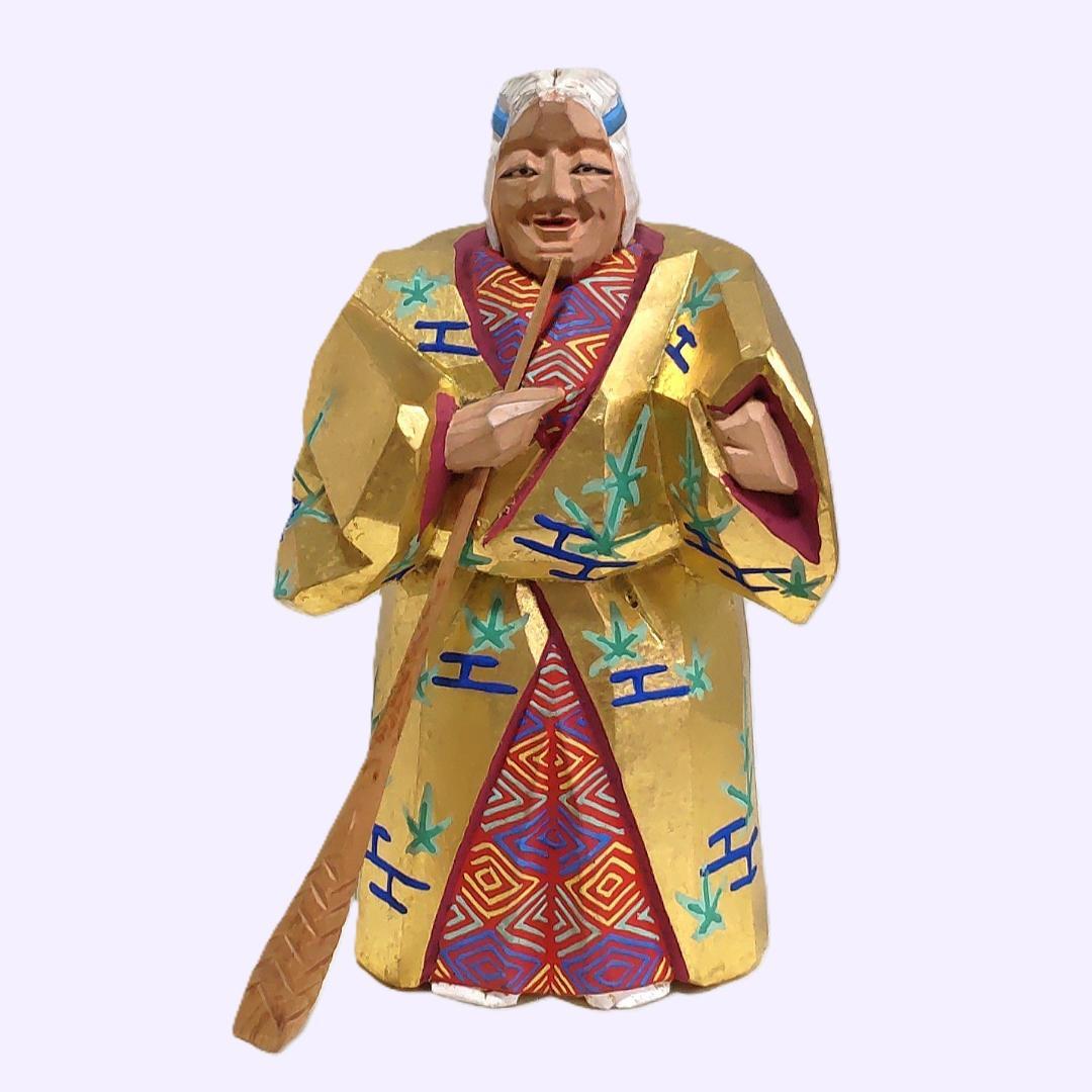 一刀彫 高砂 奈良一刀彫 奈良人形 木嶋良宗 工芸品 置物 共箱