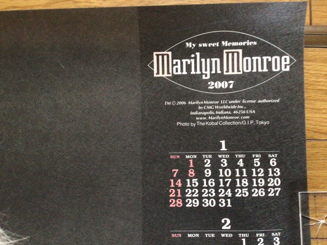 2007年 カレンダー　マリリンモンロー