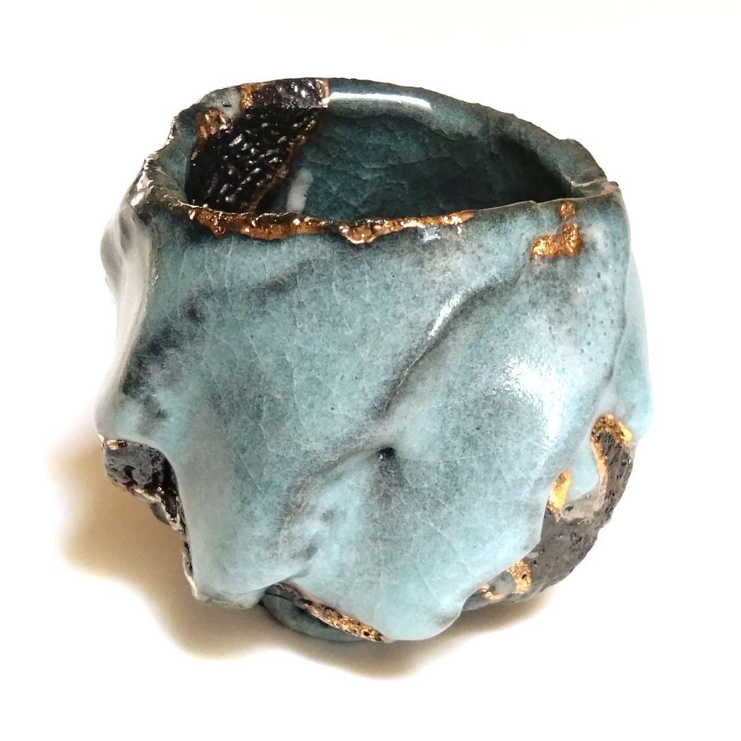 市川透　céladon（青磁）ぐい呑　未使用　共箱　備前　酒器