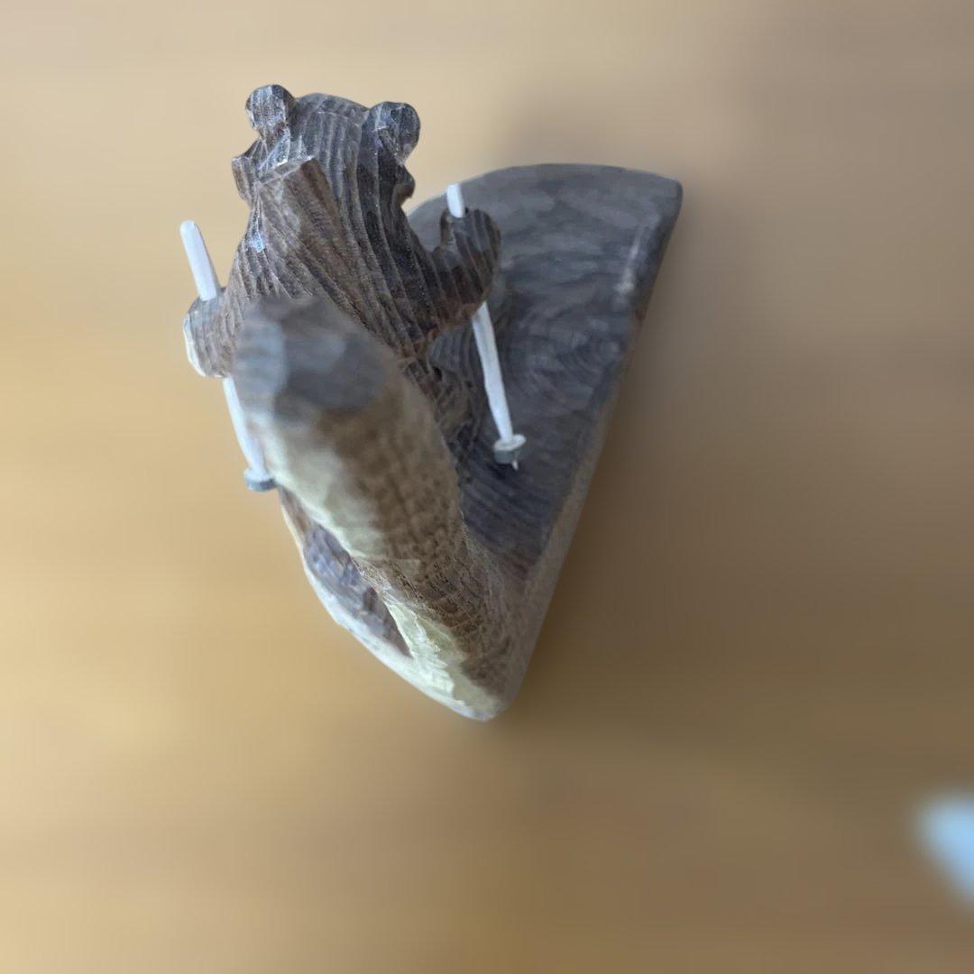 レア！　中川貞司　スキー熊　クマの彫刻 約20cm高