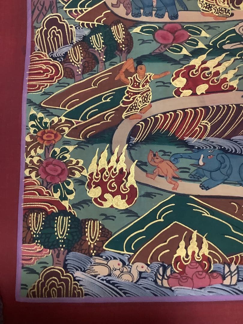 《 チベット密教　新品　1点物 》 手描き　曼荼羅　天国への道　仏画　仏教　g7