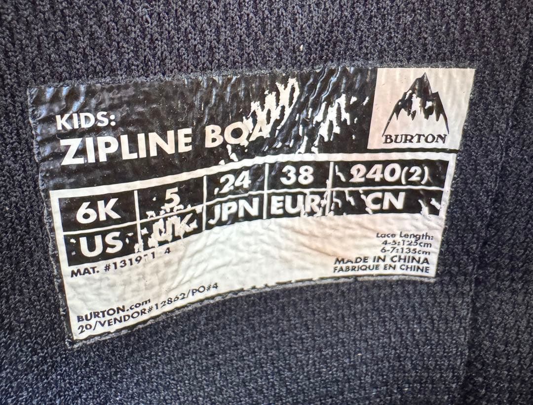 なほ：Burton ZIPLINE BOA 24.0cm 子供用