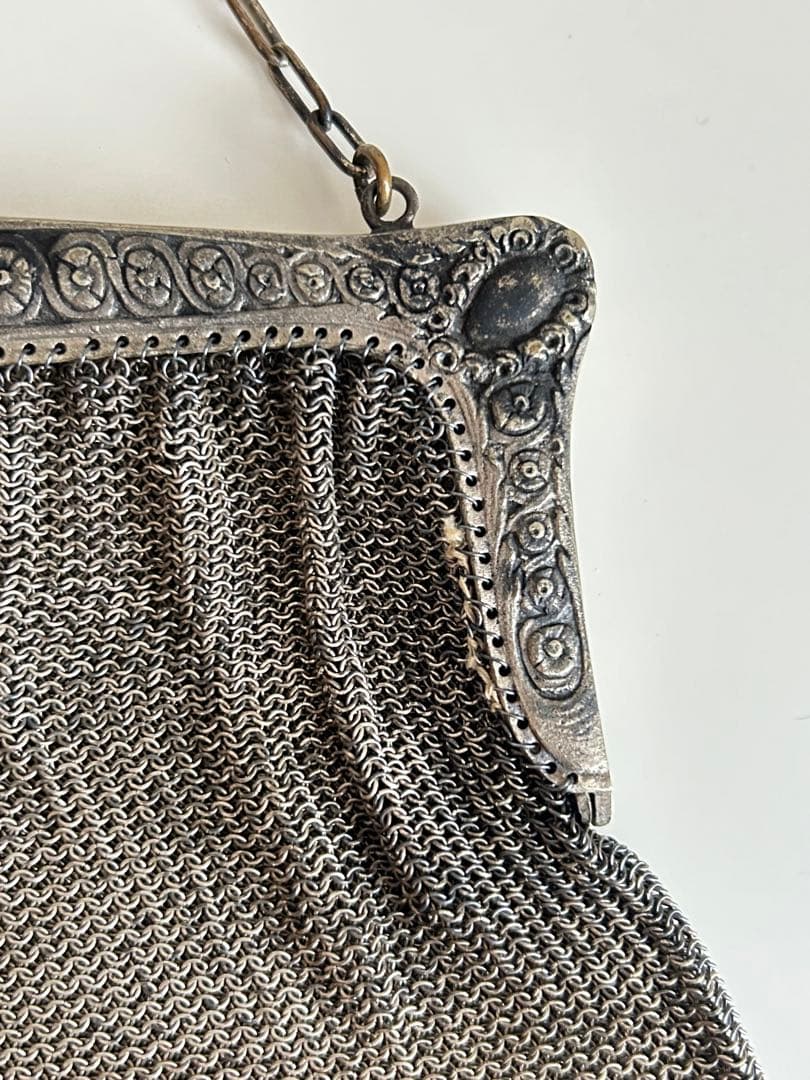 フランス買付け　アンティーク　シルバー　メッシュバッグ