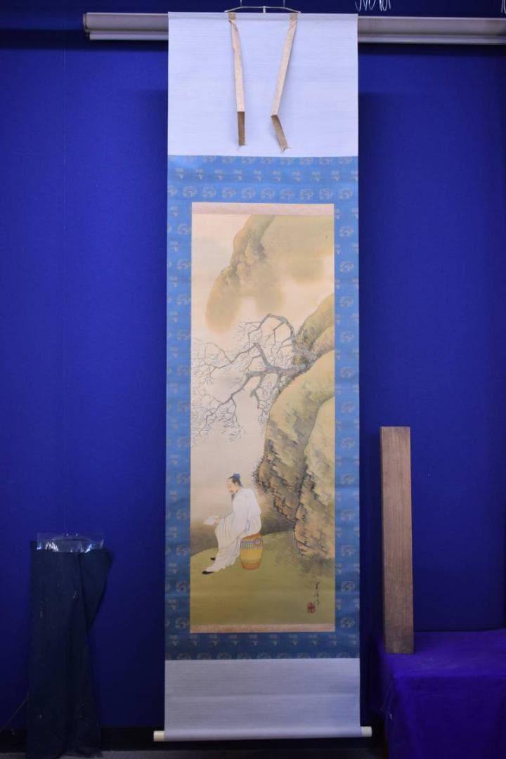 不詳/作者不詳/春景高士人物図/布袋屋掛軸HE-375
