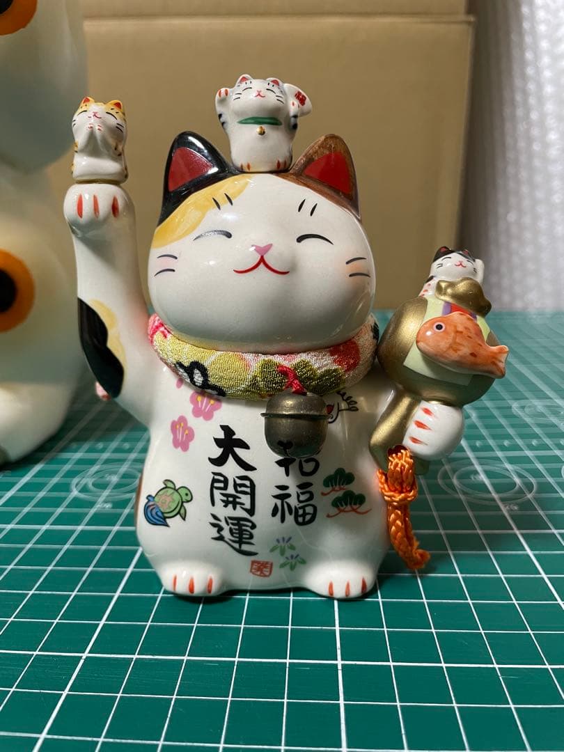 2体セット　招き猫　陶器製　昭和レトロ　大(貯金箱)