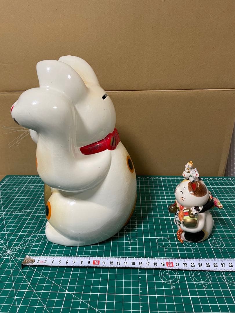 2体セット　招き猫　陶器製　昭和レトロ　大(貯金箱)