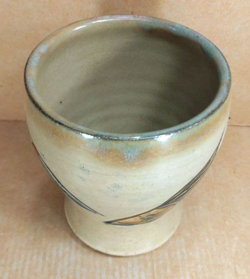 【本物保証】人間国宝 金城次郎 ゴブレット 栞 共箱 美品 やちむん 壷屋焼