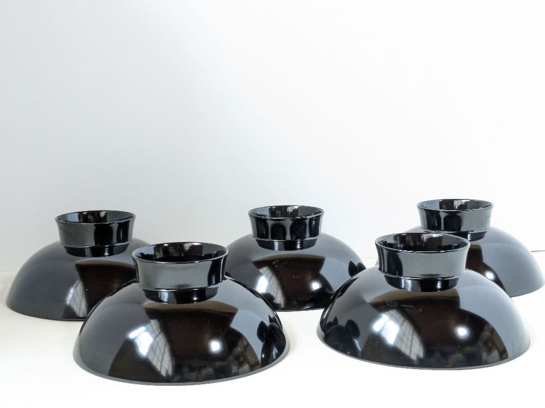 【未使用】本漆仕上げ　時代椀　会津塗　黒　芙蓉　吸物椀　三越　伝統漆器　5客