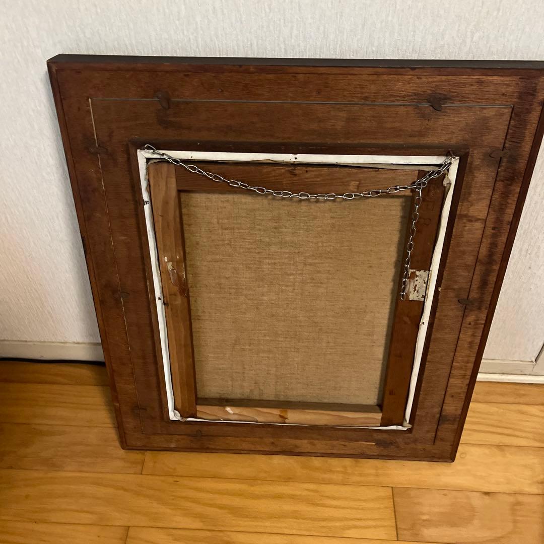 油彩画 人物肖像 ダークブラウンフレーム