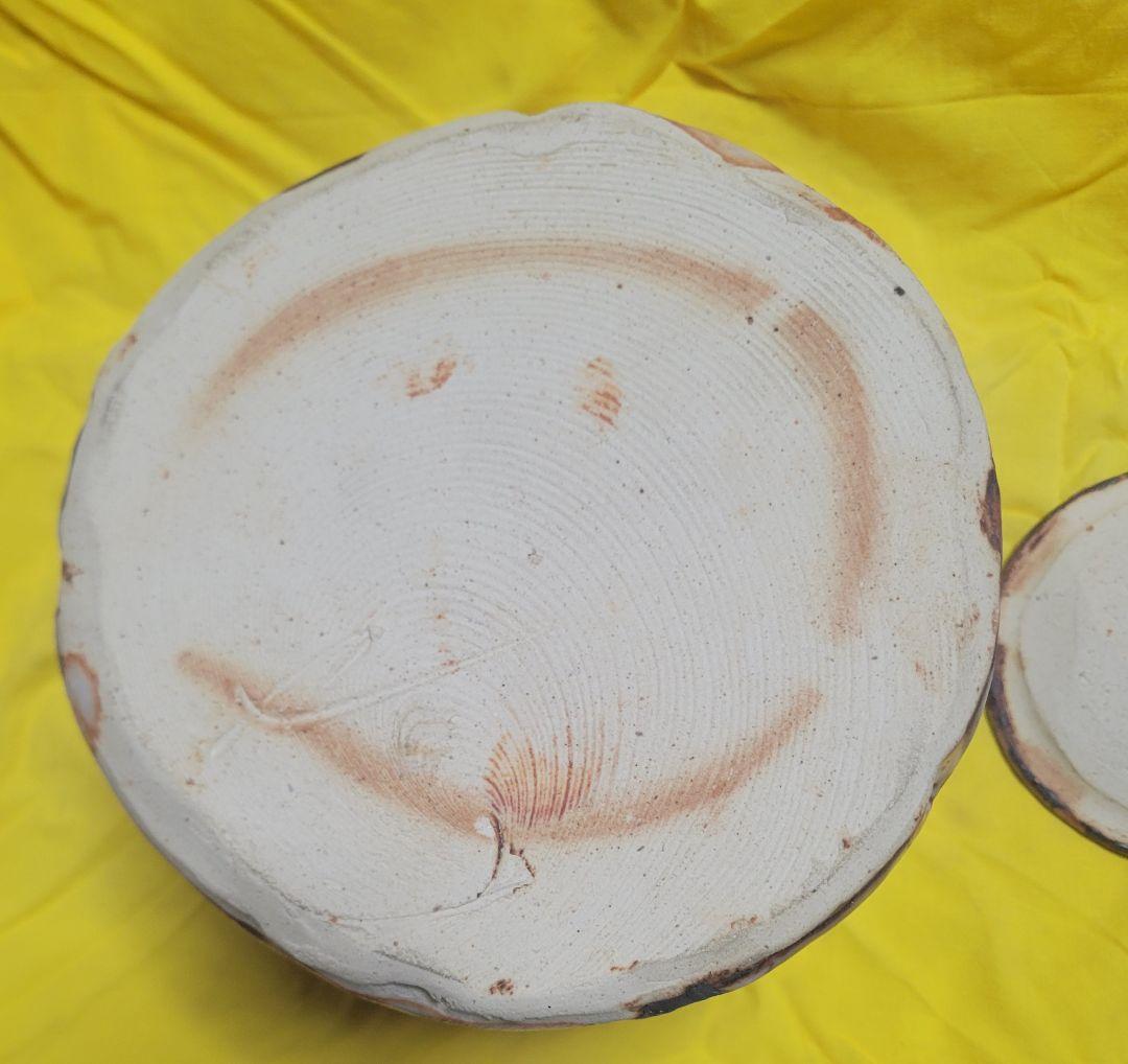 鼠志野　水指　弦月窯　加藤清三作