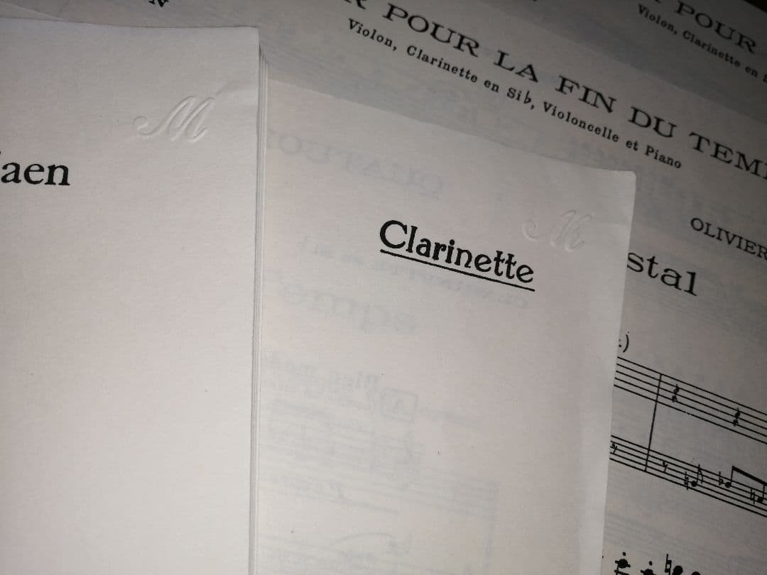 【楽譜】パート譜　メシアン 世の終わりのための四重奏曲