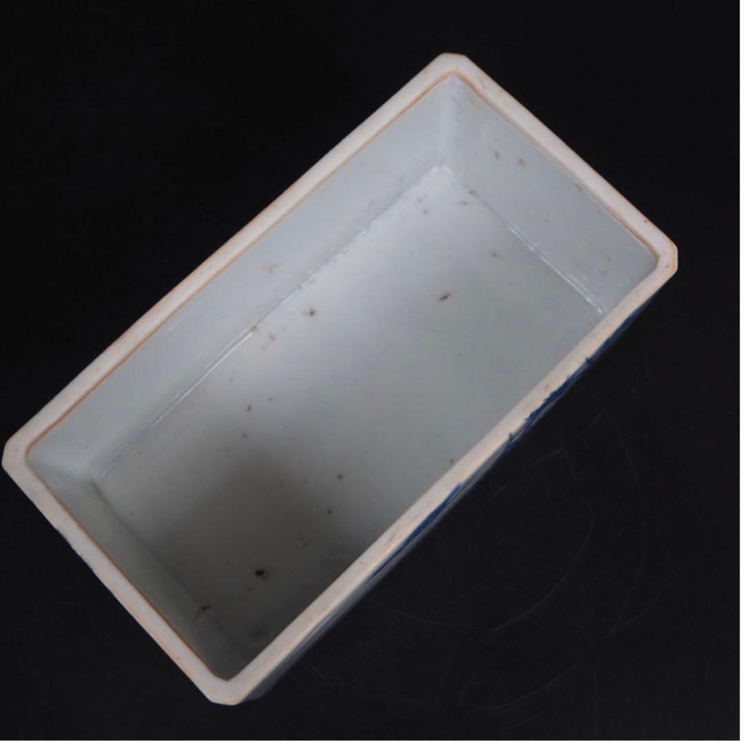 送料無料 明治7年(1874年)購入　青花四君子鳥図三重箱　共箱★大珍品★