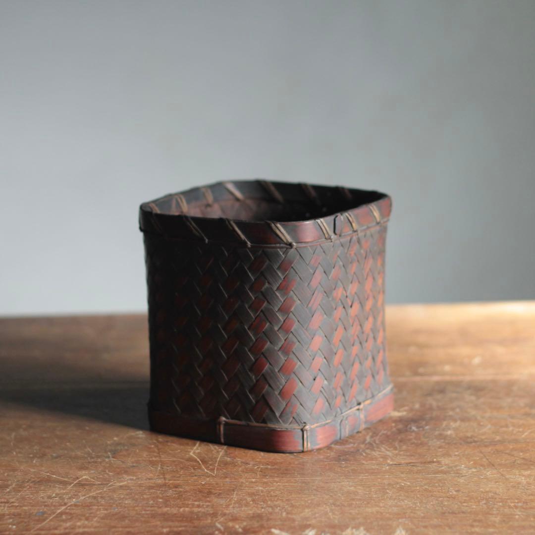 古い 竹編みの 籠 古道具 アンティーク 日本の古道具