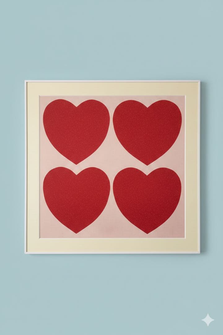 アンディウォーホル　ポスター　額入り　4つのハート（Four Hearts）