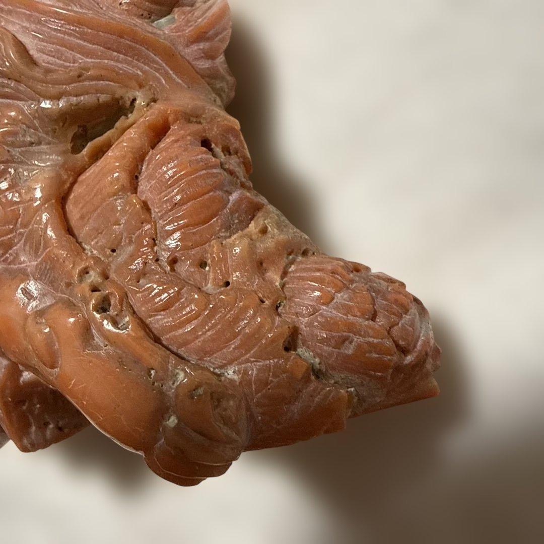 赤珊瑚　獅子　彫刻　高さ約7cm 重さ約179.2g