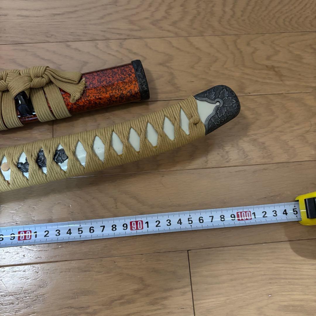 模造刀 美品 伝統的な日本刀スタイルの装飾刀　オレンジ