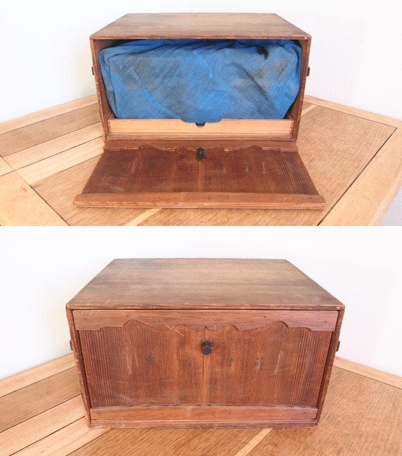 【骨董・時代の美品】大名道具 宝箱 山水蒔絵 箱物/蓋物/菓子器/容器 金縁隅切