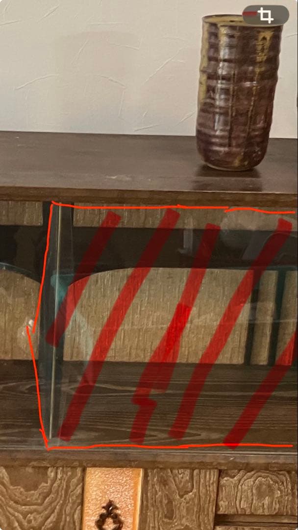 昭和レトロな木製ガラス扉キャビネット