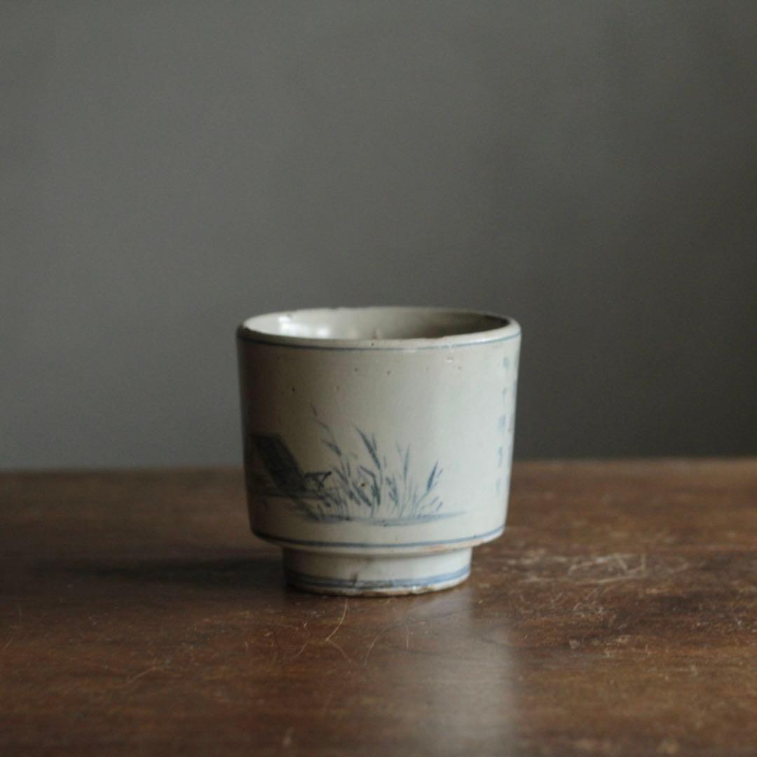 古染付 火入 筒茶碗 茶道具 古美術 中国美術 古道具 アンティーク